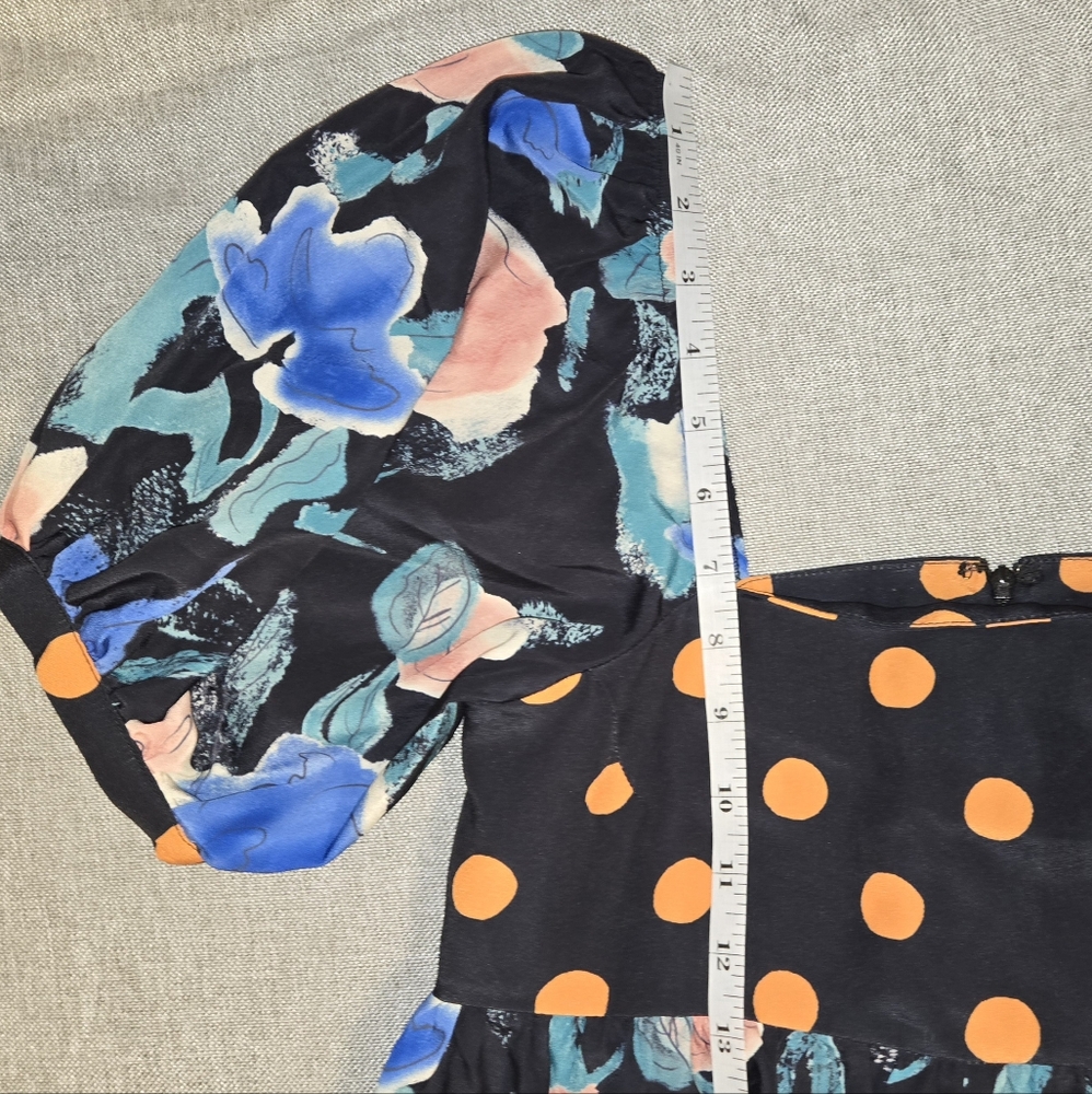 ​Capulet Mixed Print Maxi Dress Floral Polka Dot Tiered Puff Sleeve Size XS - Picture 16 of 16